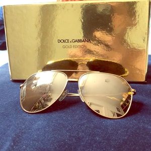 Dolce& Gabbana 24k gold aviator sunglasses.